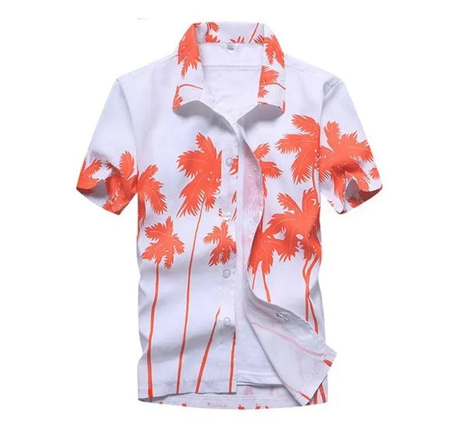 Linen aloha shirt for men short sleeves stand-up collar casual style multiple colours available