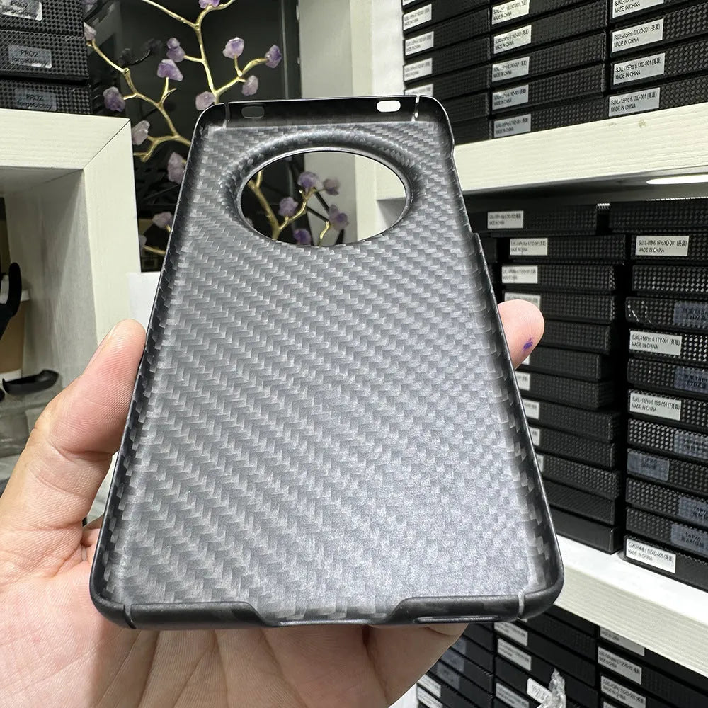 Carbon fibre hard phone case for Huawei Mate 60 Pro with forged pattern and heat dissipation