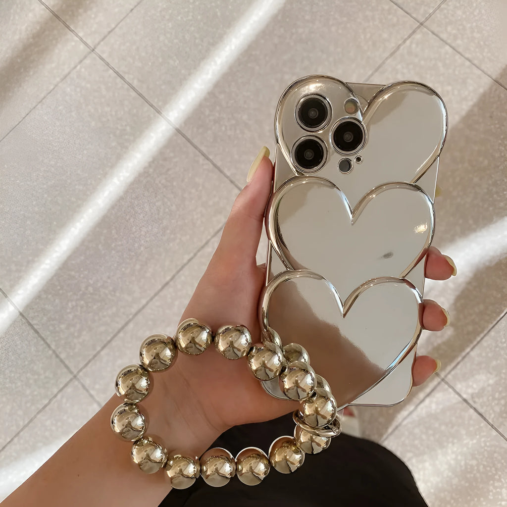 Electroplating love three-dimensional TPU phone case for iPhone, glossy solid colour back cover