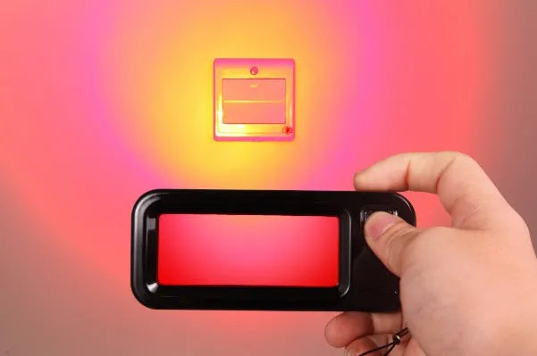 Red reverse camera detector with laser scanner for 0-8 metre hidden lens detection