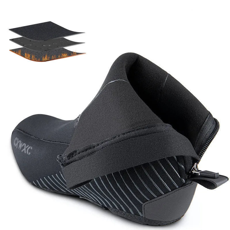 GIYO CX-204 Bike Shoe Cover Lock Mountain Road Cycling Overshoe Windproof Waterproof Neoprene with Fleece Lining Reflective Details Black S M L XL XXL 3XL Men Women