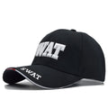 Cotton adjustable SWAT baseball cap with embroidered letter, one size 56-60cm, unisex adult
