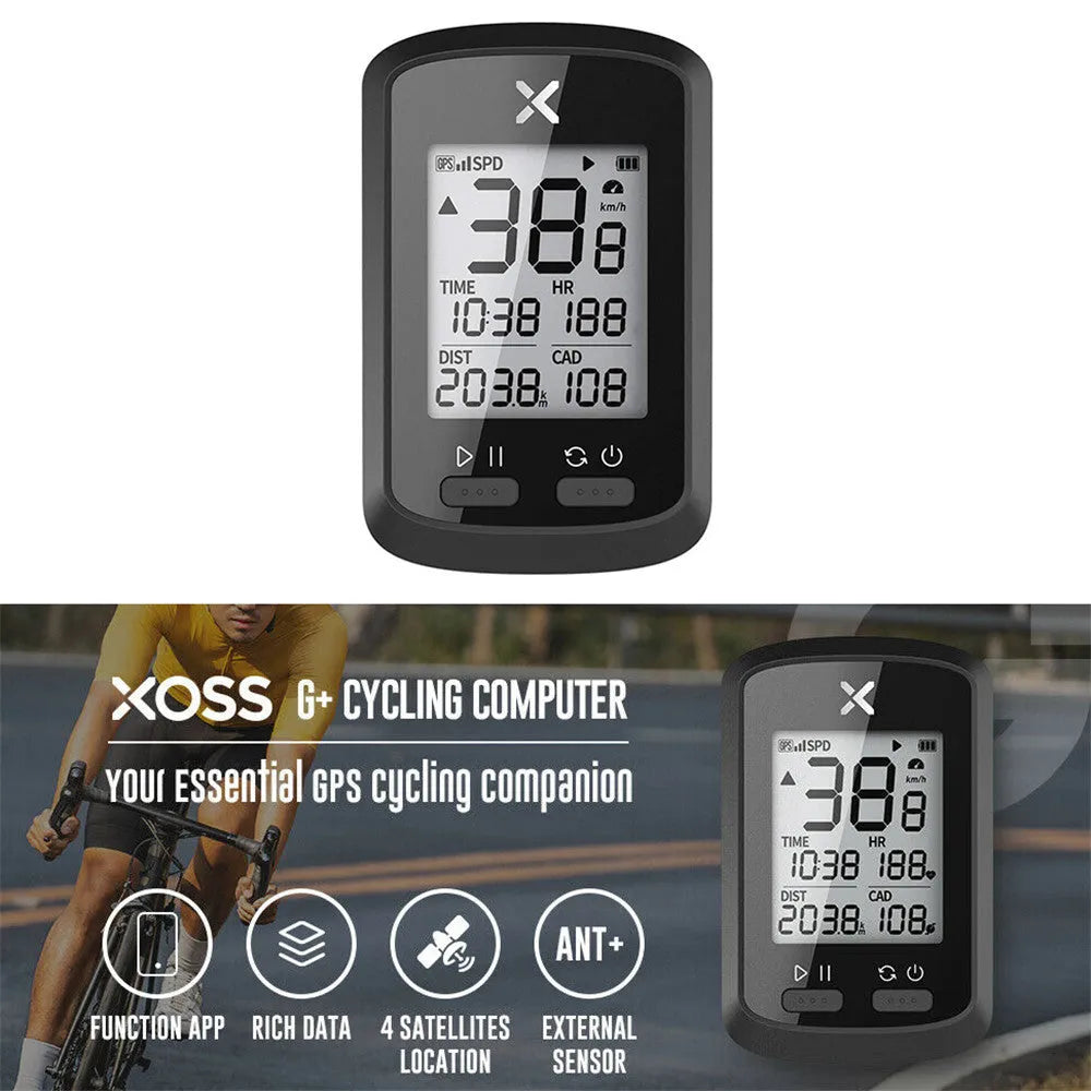 Black plastic waterproof stopwatch mounted on bicycle handlebars.