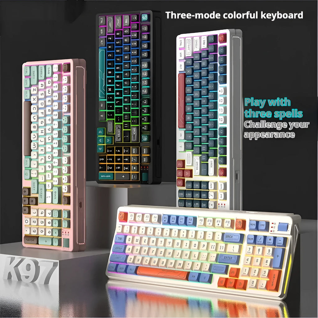 Plastic desktop keyboard with three colour luminous backlight showing black and green colour option