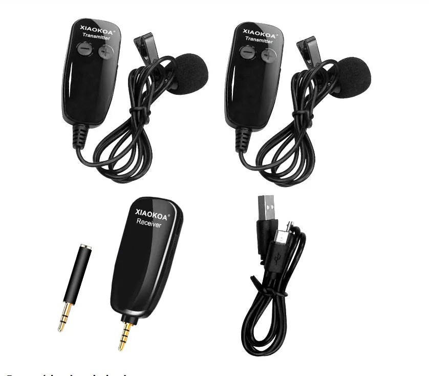 Black mobile phone lavalier microphone with 3.5mm plug and omnidirectional microphone core.