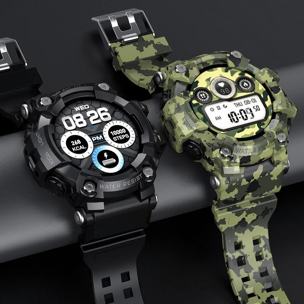 T6 Tactical Rugged Smart Watch with 1.3-inch screen on an anti-sweat wristband.