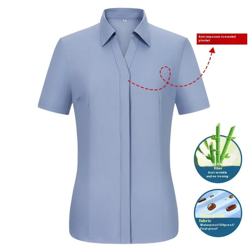 Men's slim fit waterproof bamboo business shirt with square collar and long sleeves