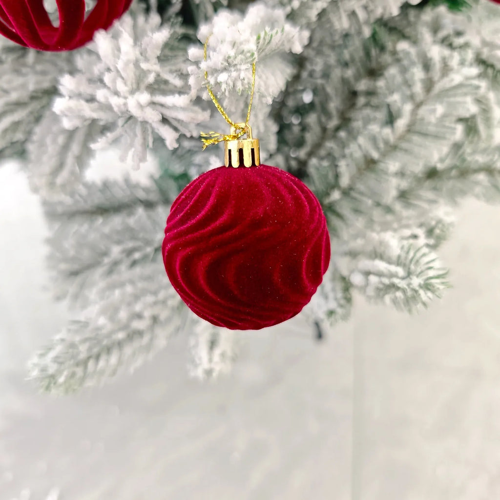 6cm electroplated plastic Christmas ball pendants in champagne gold, white, and flocked painted finishes, 30 pieces