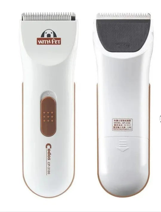 White pet electric hair clipper with ceramic blade for pet grooming