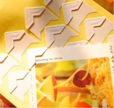 Vintage corner stickers pack of 120 pieces, 5 sheets, 5 colours including black gold kraft silver white
