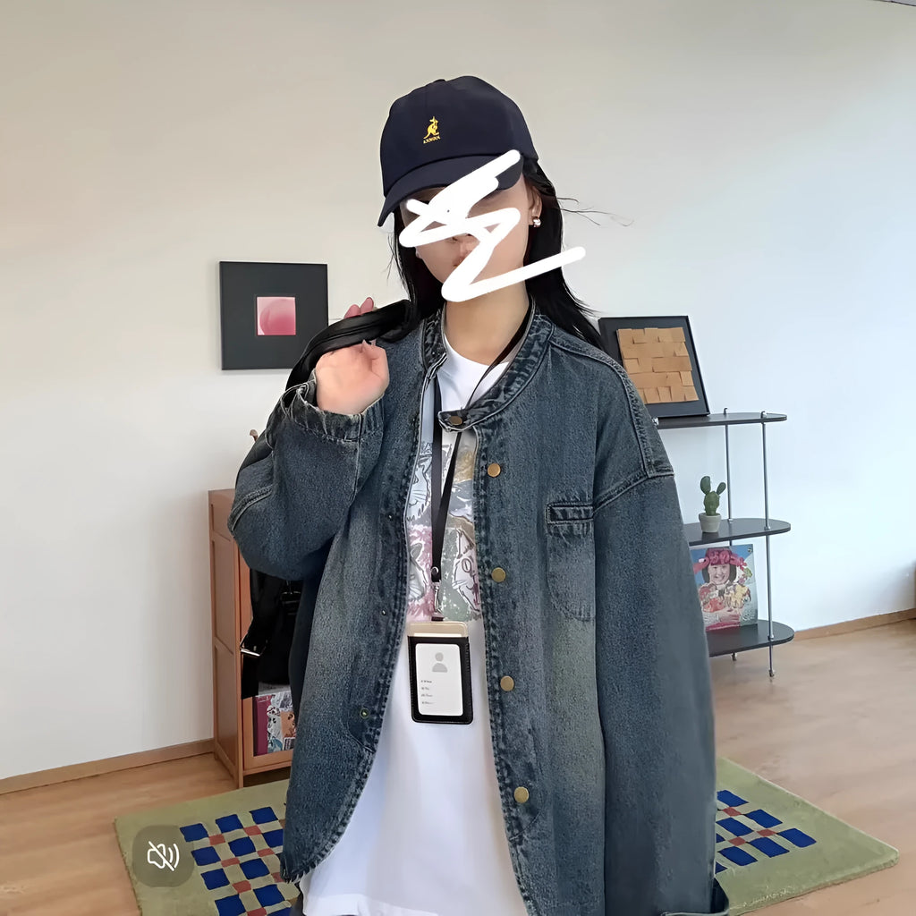 Women's loose slim casual commuter blouse long sleeve straight hem blue polyester front view