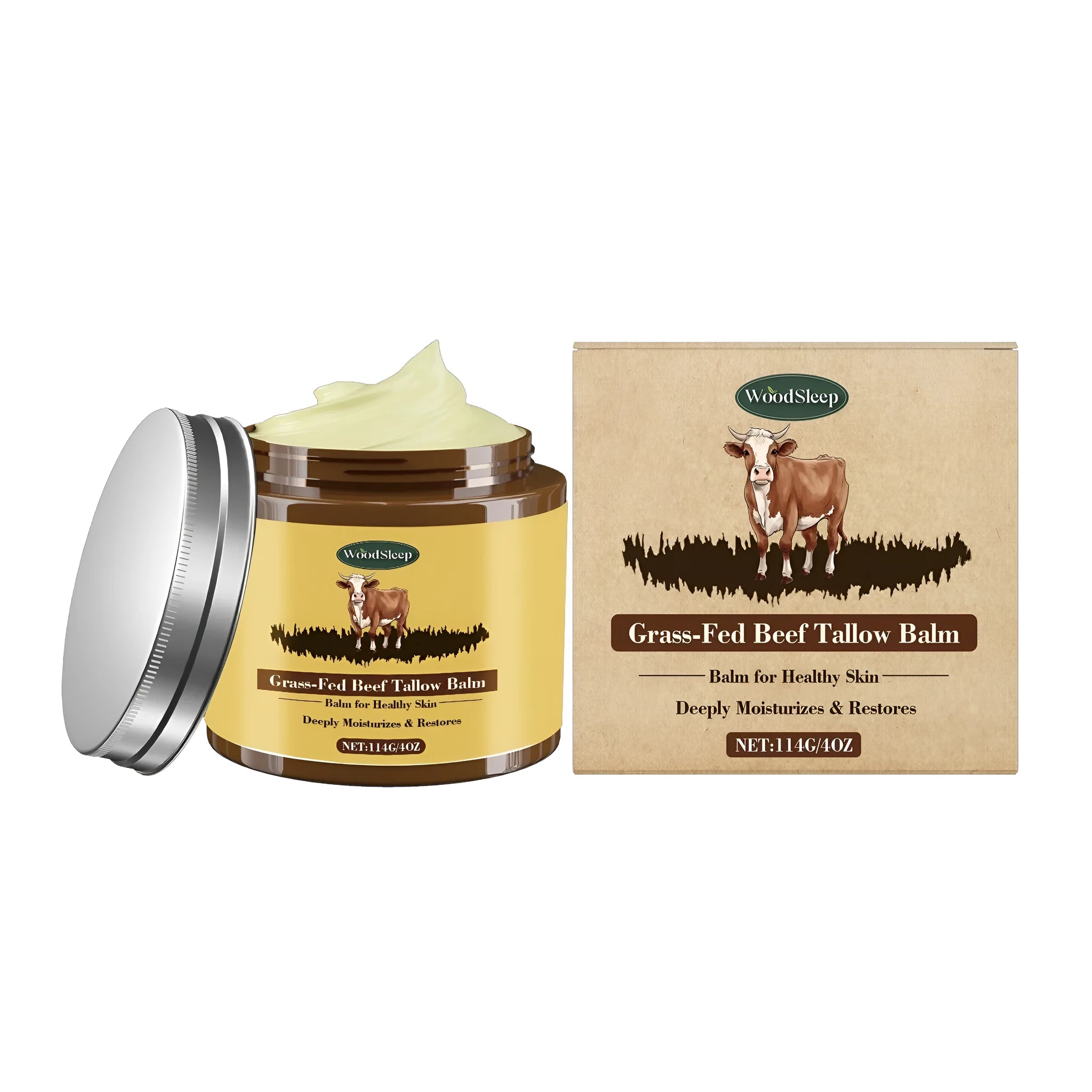 114g jar of Cow Fat Skin Care Cream with tallow, honey and olive oil.