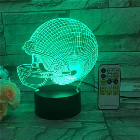 Rugby hat shaped 3D lamp with USB cable and coloured light effect