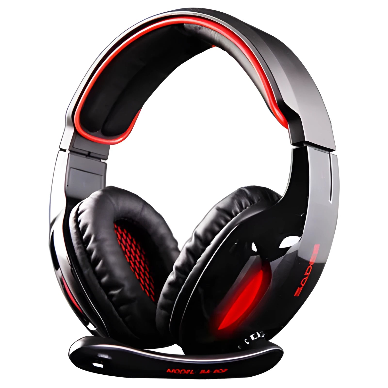 Black SADES SA 902 Hero Alliance wired USB gaming headset with over-ear cups and RGB lighting on a PC desk.