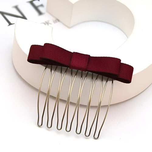 Retro bow hair comb with inlaid crystal decoration, available in six colours and two size options