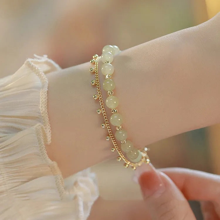Hetian Jade bracelet with natural gemstone beads and princess running design