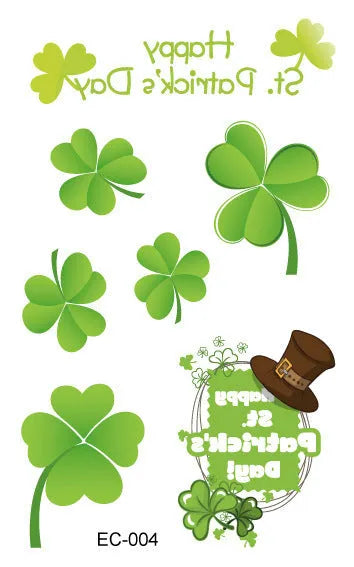 St. Patrick's Day clover tattoo sticker paper for children's face decoration measuring 120 × 75mm