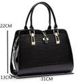 Women's crocodile pattern messenger tote bag in PU leather, available in rose red, beige, black, royal blue, wine red
