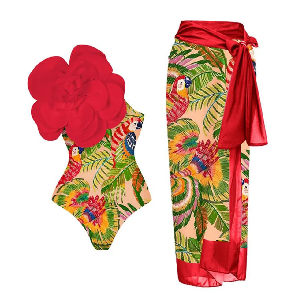 One-piece swimsuit in solid colour with European and American sizing for swimming activities