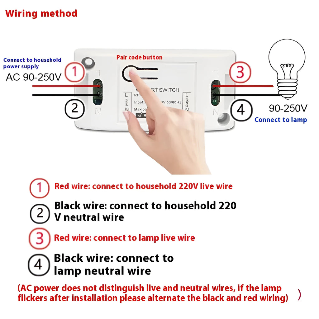 Gray mini square wireless remote receiver with 433MHz and overload protection for home use