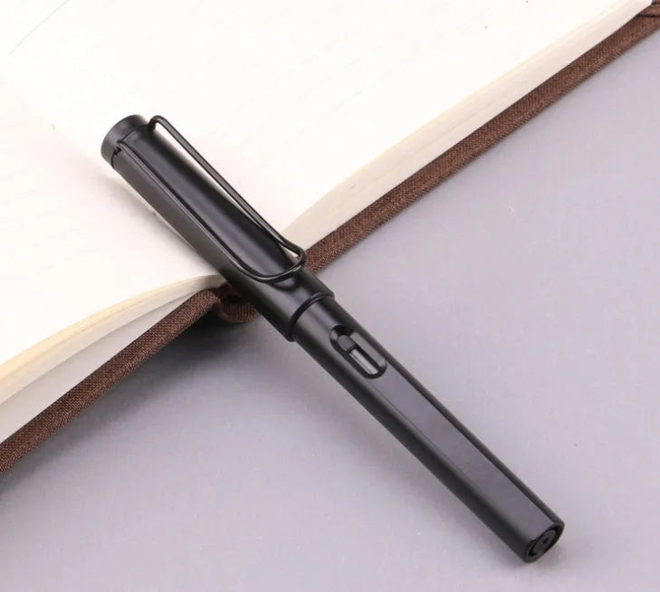 Black or blue fountain pen with frosted ink window showing cartridge, choice of 0.38mm or 0.5mm nib.