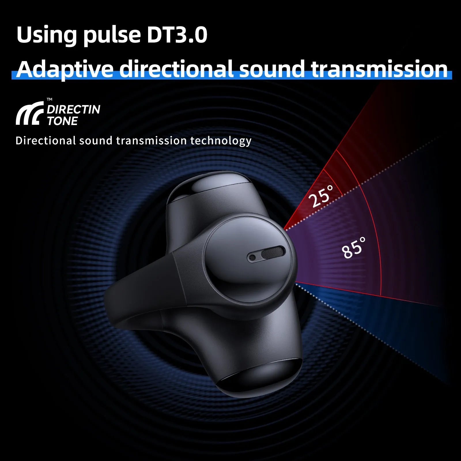 T306 wireless Bluetooth gaming headset with ear-hook design in black colour