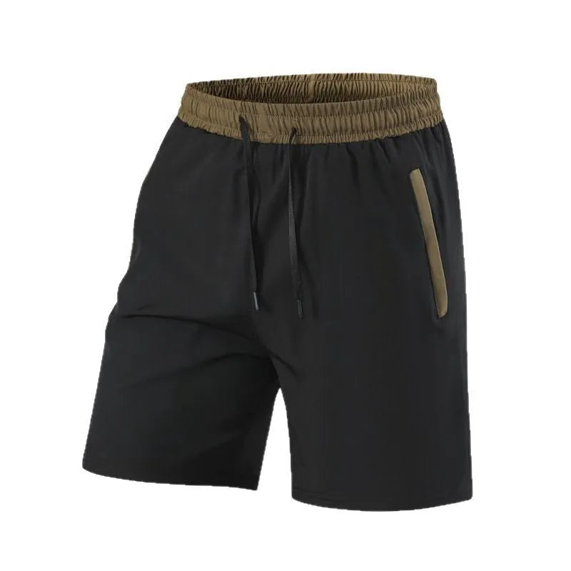 Men's wide waist cropped loose track pants in black and grey for running and fitness