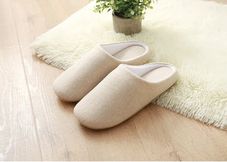 Men's black cotton indoor slippers with soft anti-skid sole, autumn season, size 280mm