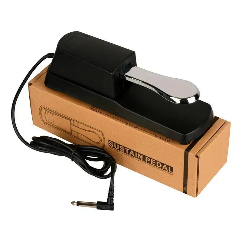 Single sustain pedal for electronic keyboard with ABS plastic construction and 6.35mm jack connection