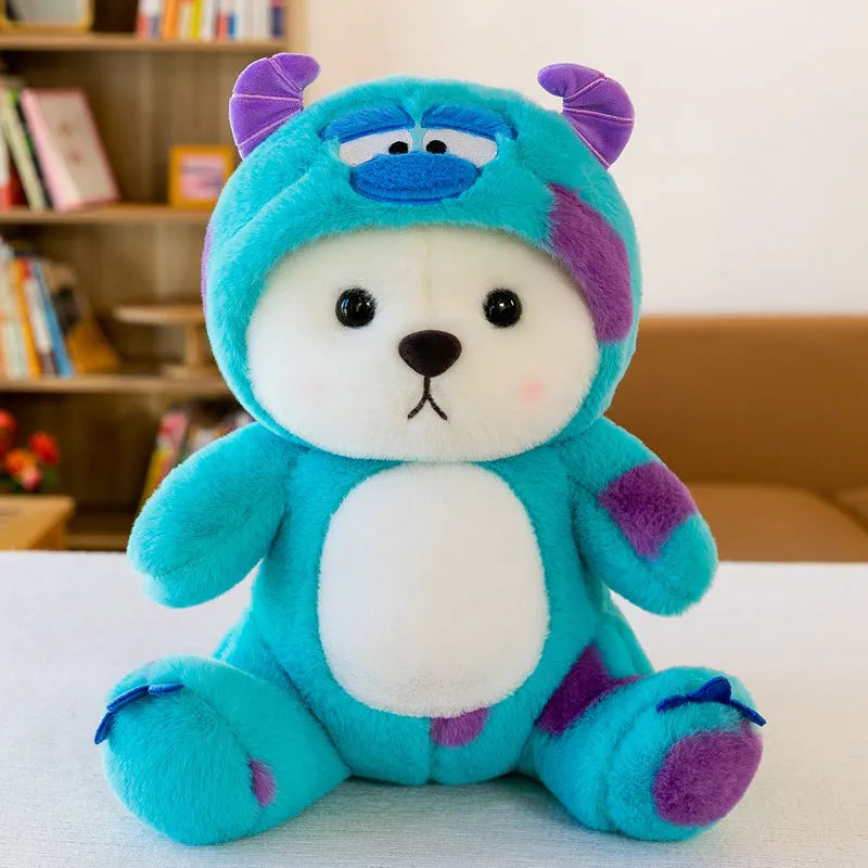Colourful strawberry bear plush doll with cute face, available in multiple sizes and colours for teenagers