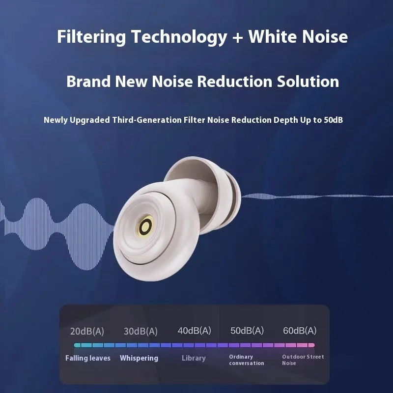 Set of noise reduction earplugs for sleep with storage bag in dark night black and creamy-white