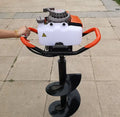 Portable single-person gasoline earth drill with steel auger for fruit tree fertilisation digging
