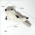Gray flapping squirrel cat toy with USB charging cable and touch activation for interactive play