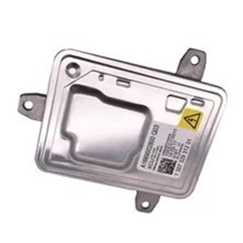 Car headlight ballast with metal housing measuring 14cm by 11cm by 4.5cm