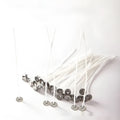 White cotton candle wicks in three different lengths for DIY candle making projects