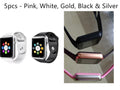 A1 Smart Watch in multiple colours on wrist showing 1.54-inch touch screen and camera.
