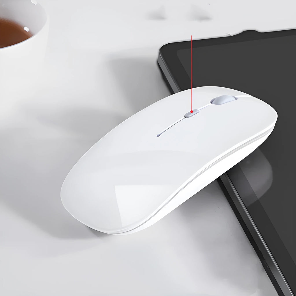 Wireless Bluetooth mouse with rechargeable battery, 1600 DPI optical sensor, compatible with Apple iPad and laptop