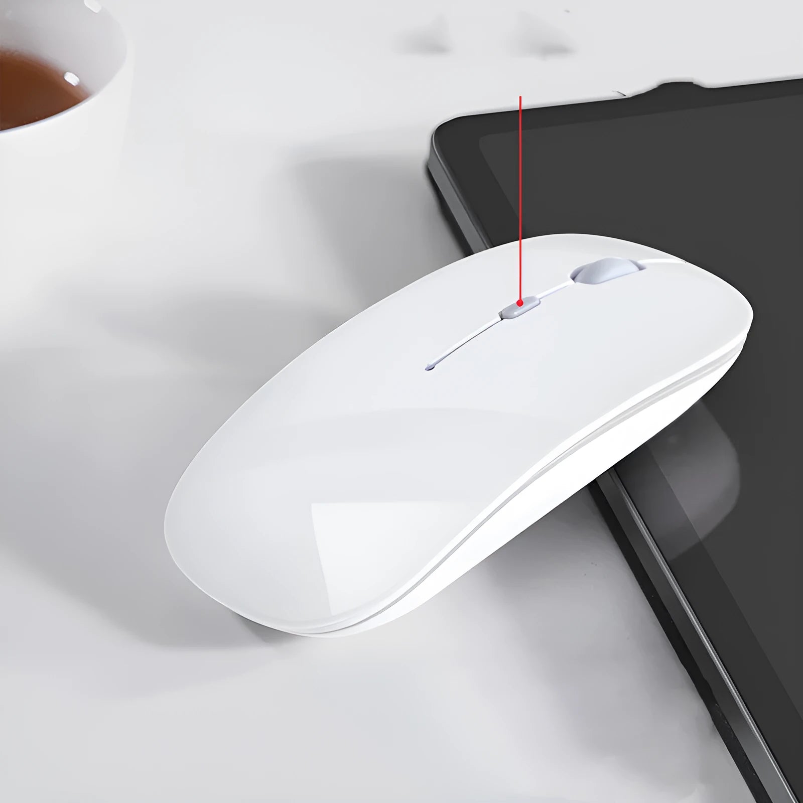 Wireless Bluetooth mouse with rechargeable battery, 1600 DPI optical sensor, compatible with Apple iPad and laptop