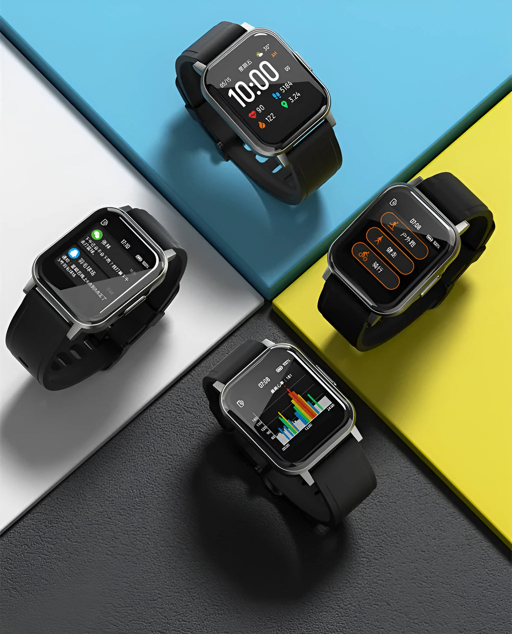 Black silicone strap waterproof smart bracelet with 1.4-inch HD touchscreen display.