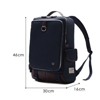 Men's large backpack in durable Oxford fabric, shown in army green colour, dimensions 30cm by 16cm by 46cm.