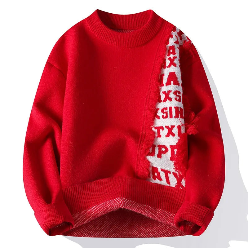 A man's loose-fit long-sleeve pullover jumper in a rabbit fur blend, shown in a solid colour with a ribbed hemline.