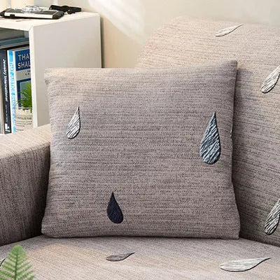 Printed geometric stretch sofa slipcover on double seat sofa in modern simplicity style