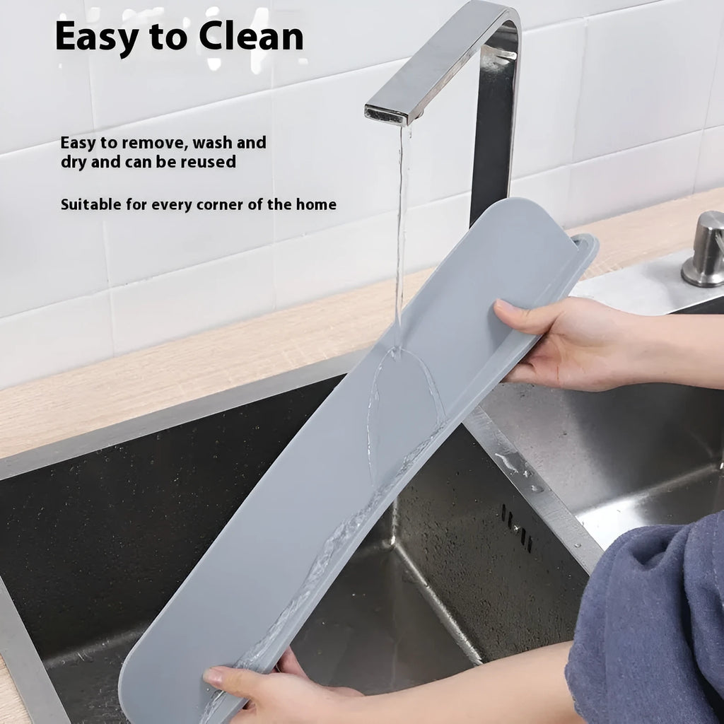 Silicone kitchen sink water blocking plate splash guard in grey blue or black