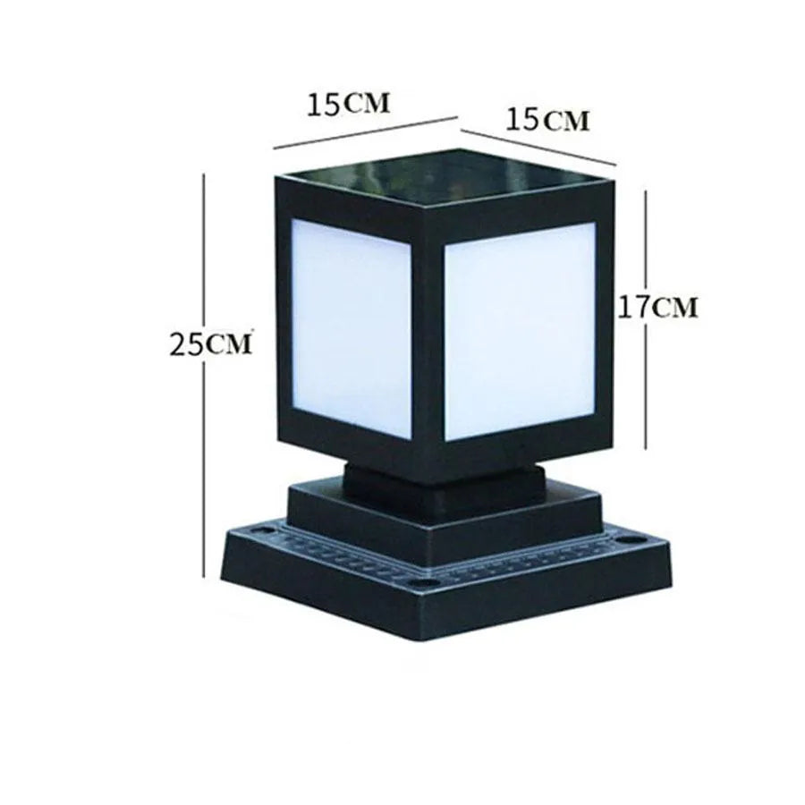 Solar garden light with LED illumination for outdoor courtyards and patios