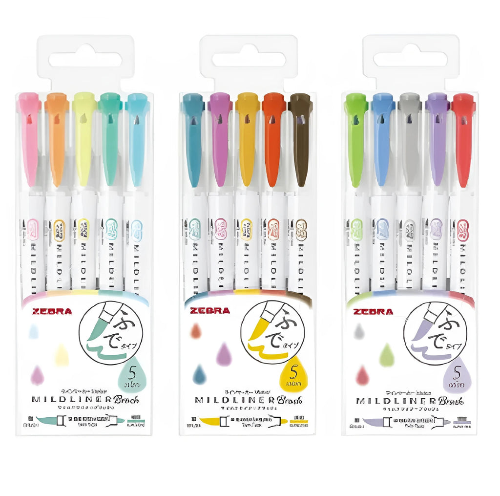 Double-sided water-based highlighter with soft and round head marking a diary page, 15 colours available