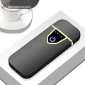 Personalised creative fingerprint induction charging cigarette lighter in black, USB rechargeable, plastic and zinc alloy construction
