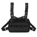 Tactical chest bag in black polyester with under 20L capacity for hiking and cycling