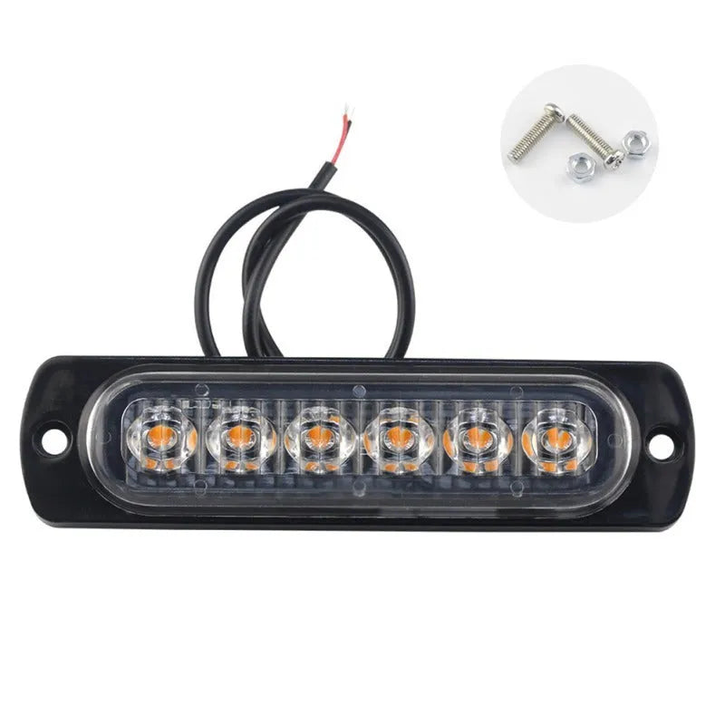 6LED flashing side light for pickup truck, 12V 10W aluminium alloy side warning lamp, 118 x 28mm