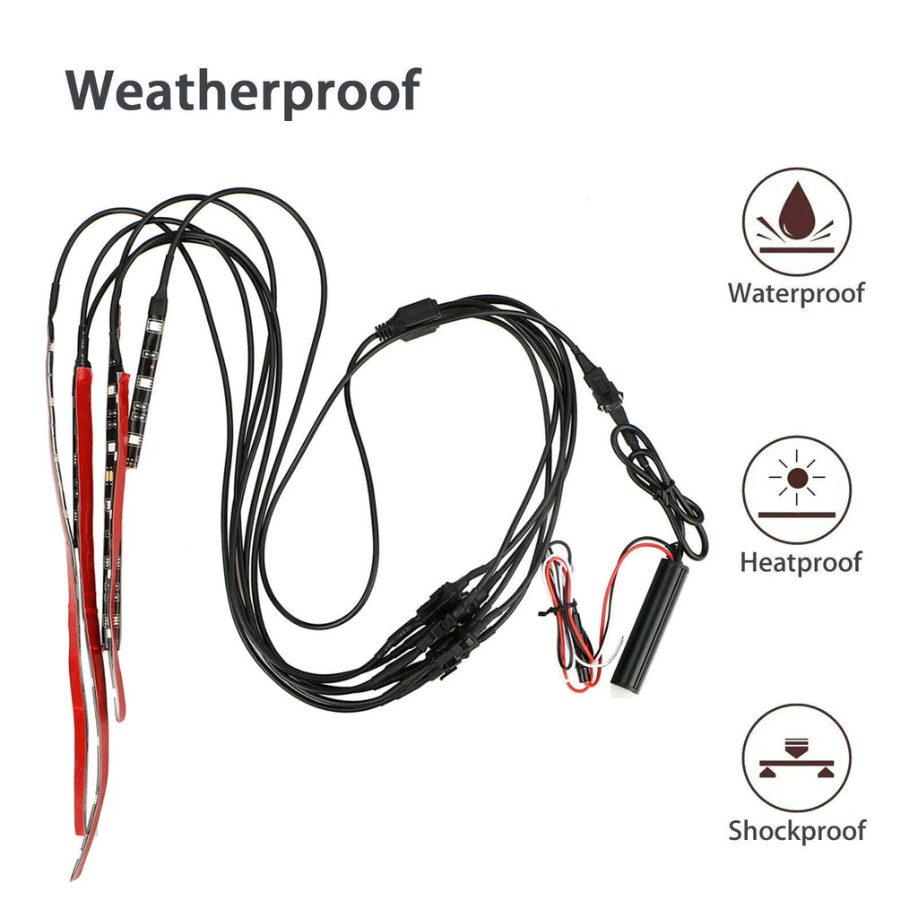 Black silicone RGB LED light bar with wireless remote control for vehicle atmosphere lighting