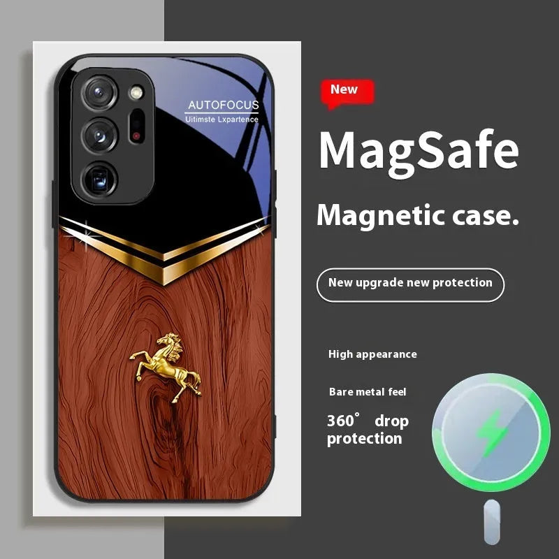 Samsung Galaxy phone case with metal build, sprayed finish, and magnetic ring in black